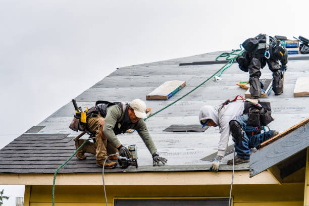Professional Gutter Installation technician working in Marlin, WA